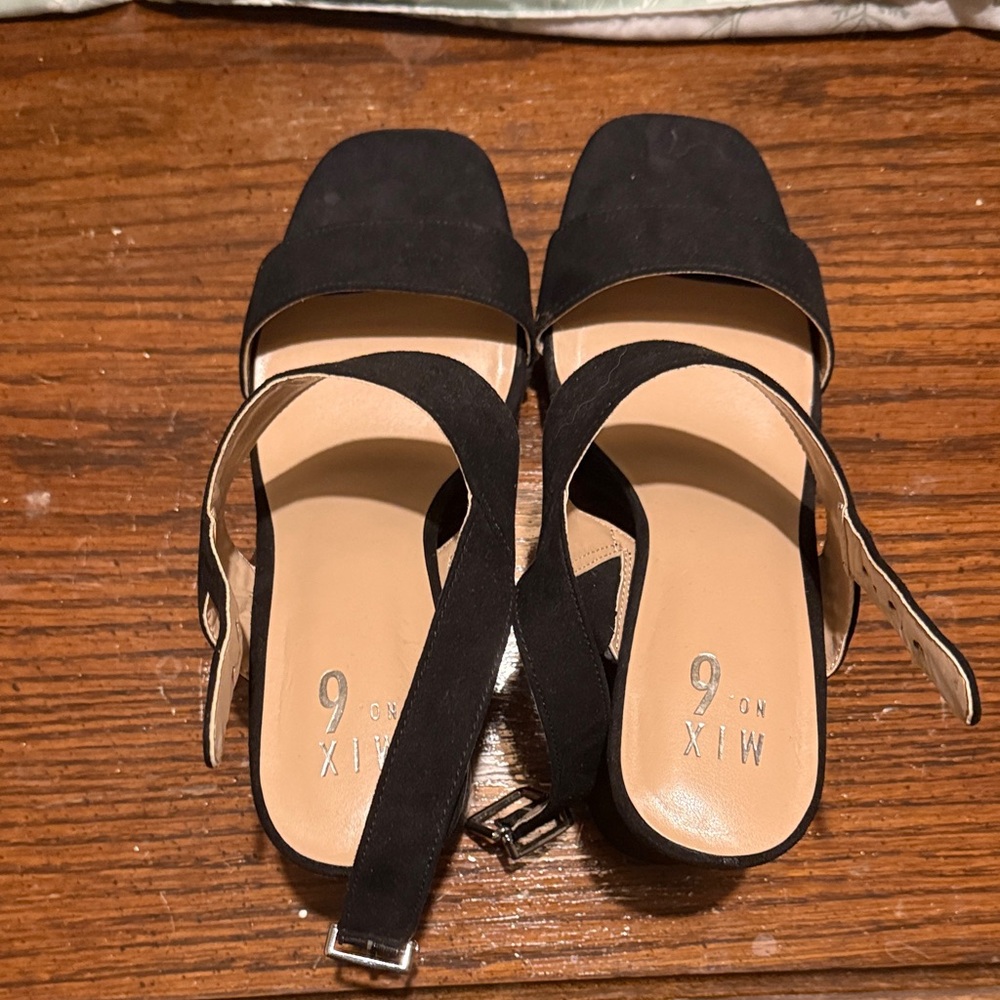 Mix No. 6 Black Open-Toe Heels - Picture 2 of 4
